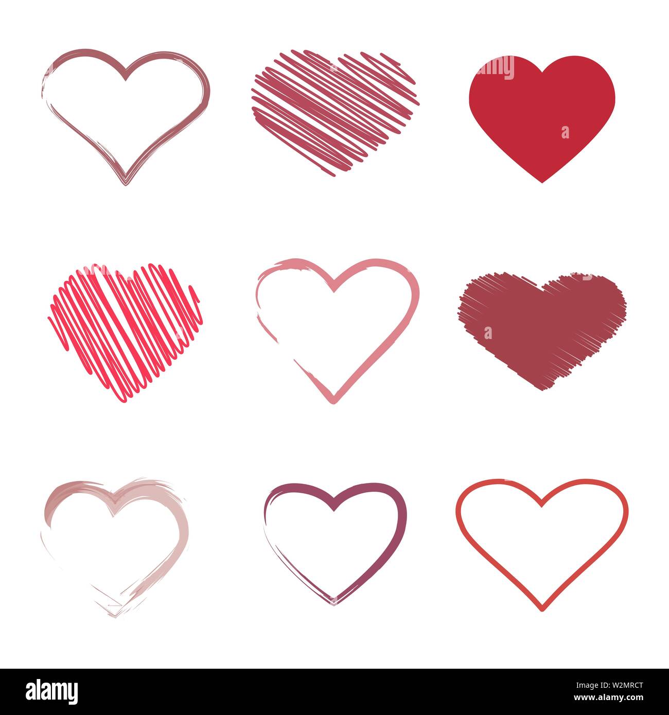 Heart icon set. 9 different hearts. Vector Stock Vector Image & Art - Alamy