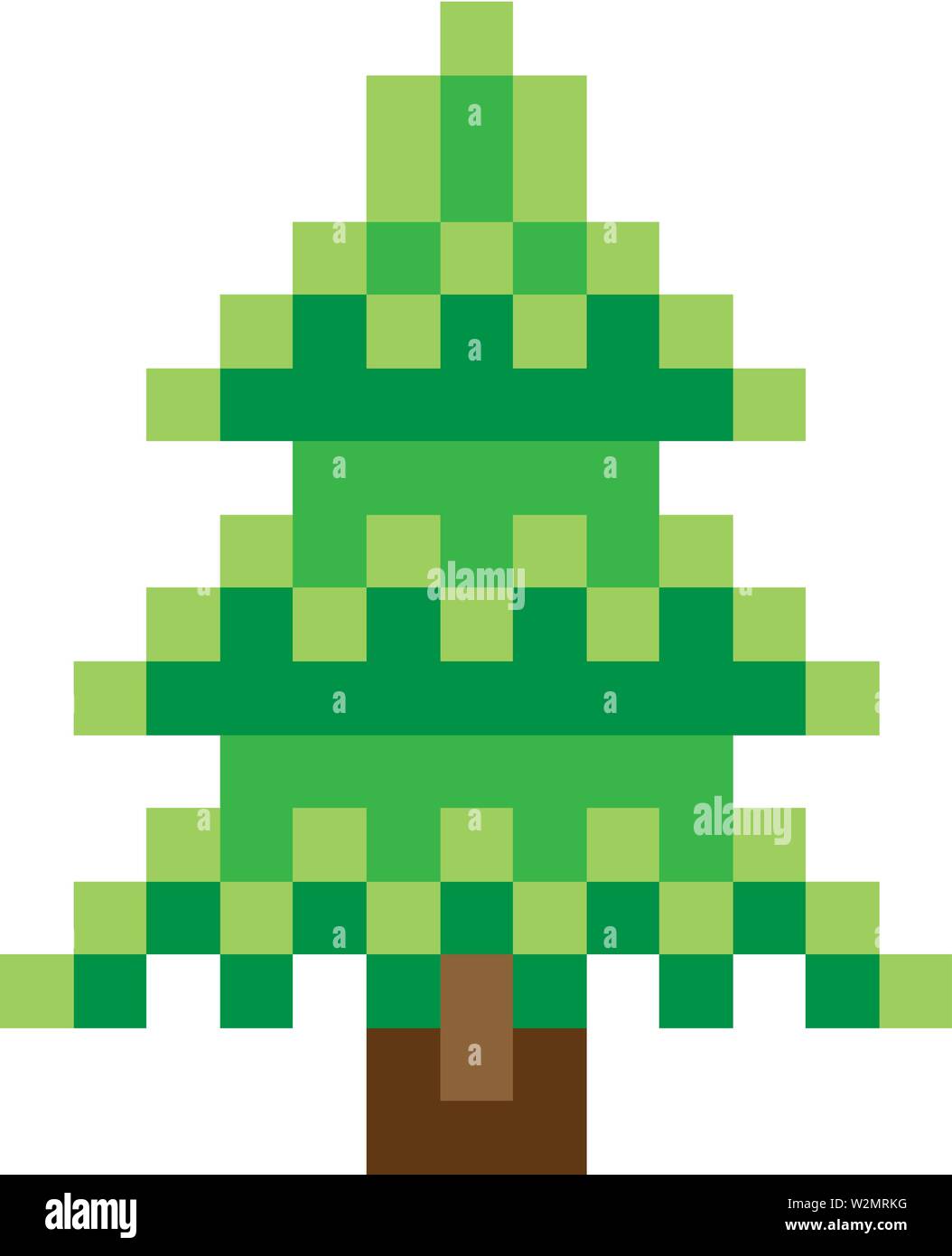 Tree Pixel 8 Bit Video Game Art Icon Stock Vector