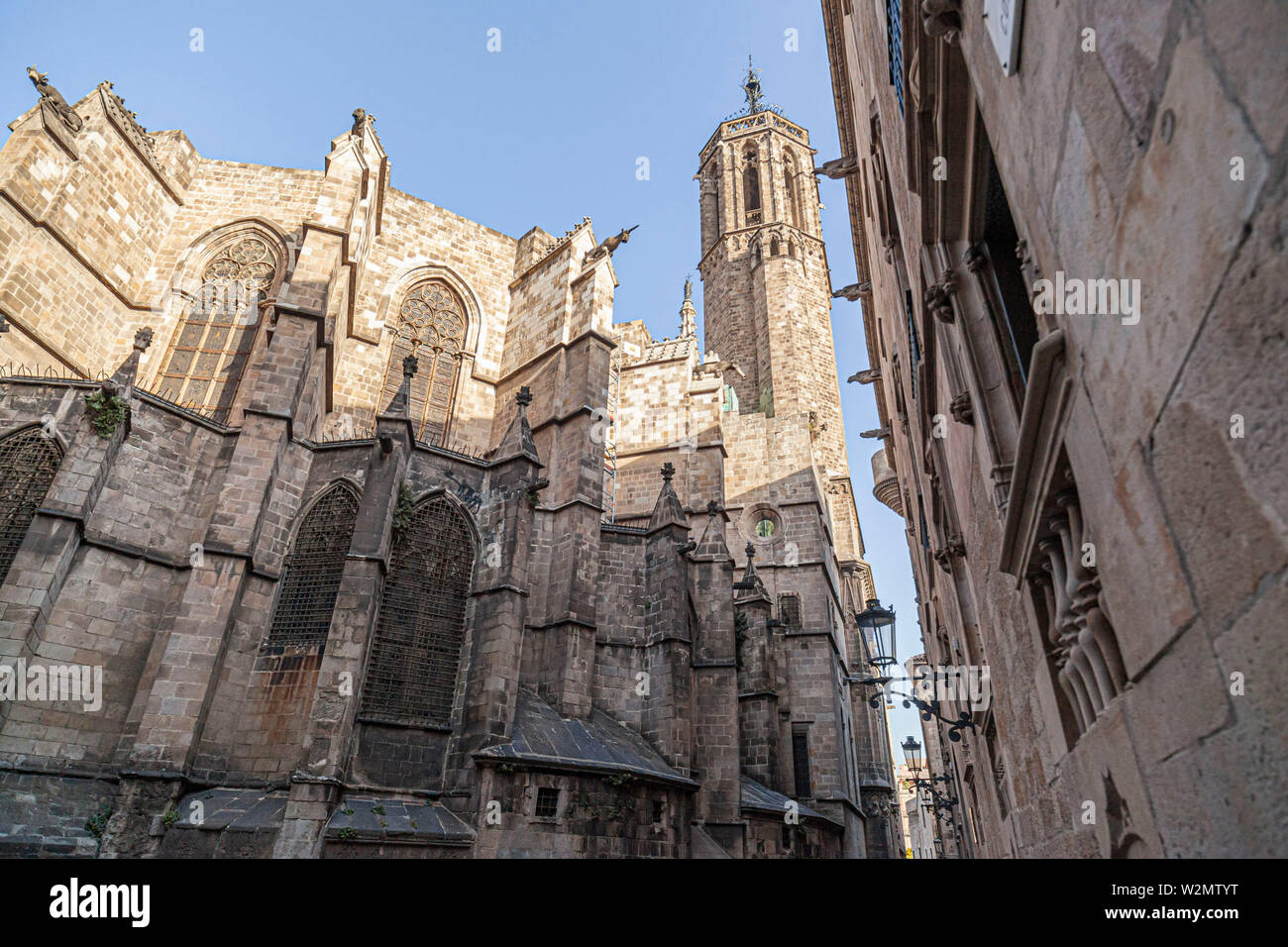 Cathedral of Barcelona, Spain. Gothic quarter. Stock Photo