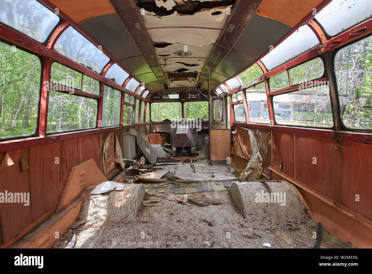 Abandoned bus in Norway Stock Photo