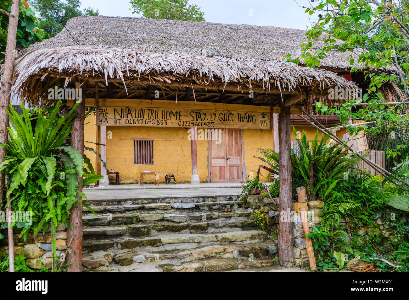 Homestay run by Red Dao minority people in the Dong Van Geopark, Vietnam Stock Photo