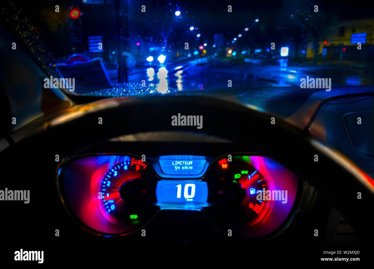 Driving By Night Dashboard Stock Photo Alamy