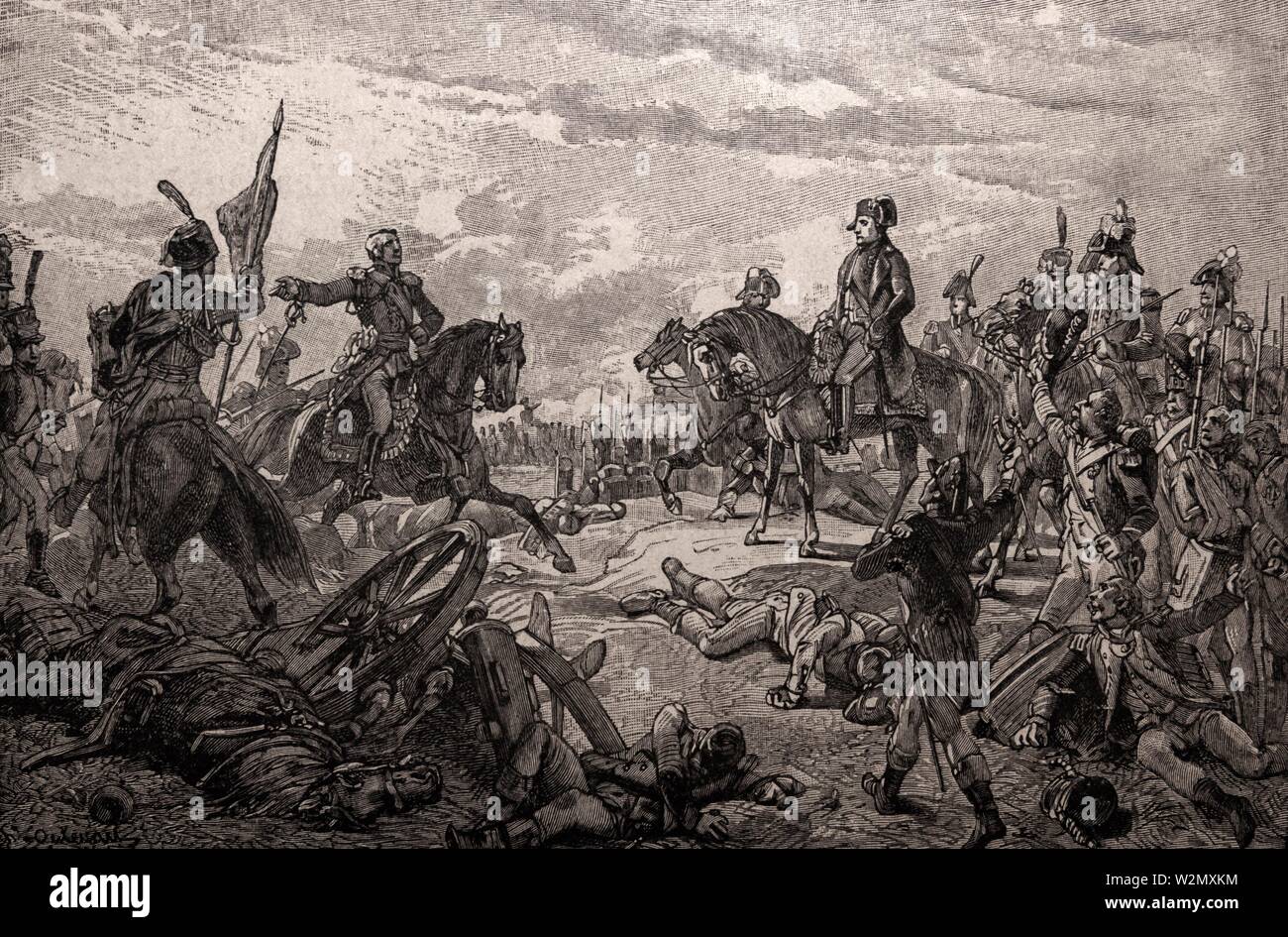 History, Napoleon Bonaparte at the battle of Austerlitz. Stock Photo