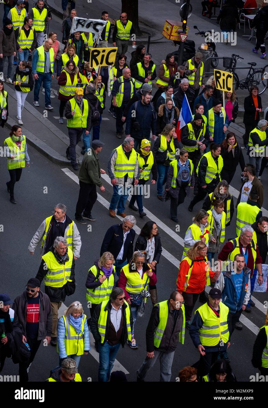 France, Nouvelle Aquitaine, Gironde, 'Gilets Jaunes' rally, february 2019. at Bordeaux. Stock Photo