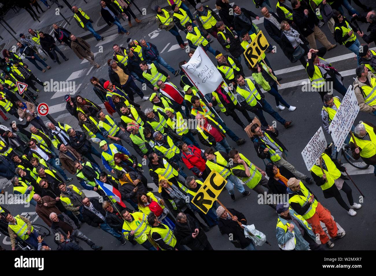 France, Nouvelle Aquitaine, Gironde, 'Gilets Jaunes' rally, february 2019. at Bordeaux. Stock Photo