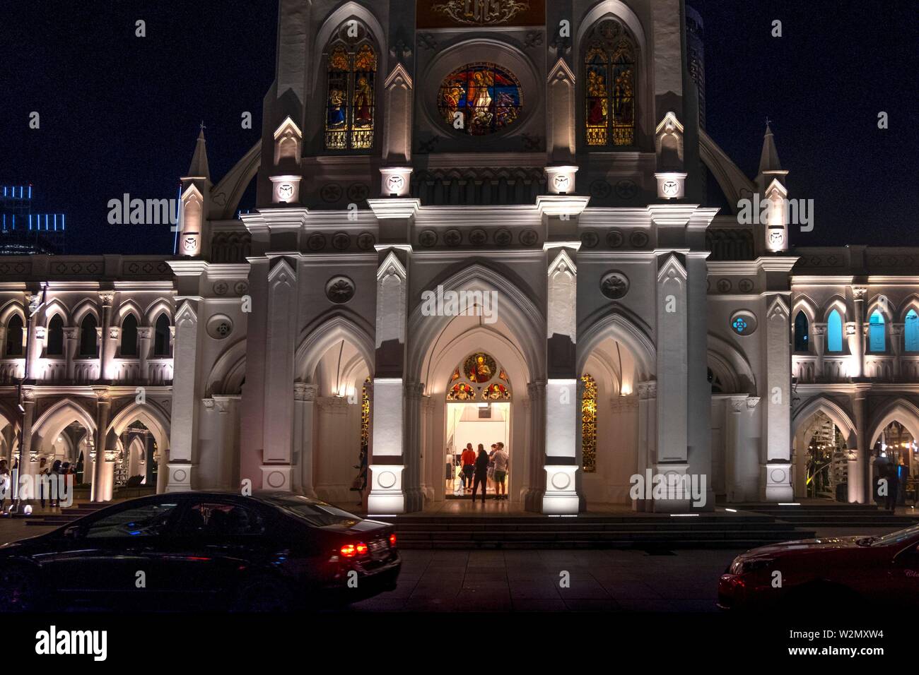 Singapore, the 'Chijmes' a former convent, used as a place for diversion,.(expo., restaurants, etc...). Stock Photo
