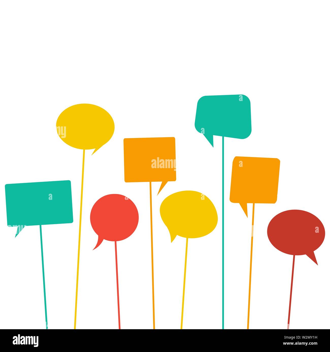 Speech bubbles icons on a stick. Vector eps10 Stock Vector