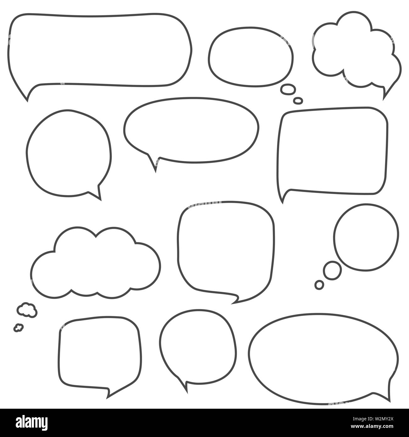 Speech bubbles set line style. Comunnication concept Stock Vector Image ...