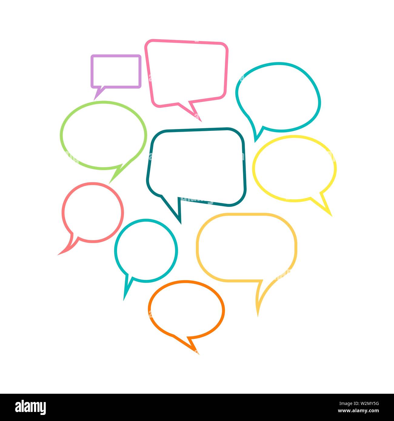 Speech bubbles set line style. Vector illustration Stock Vector Image ...