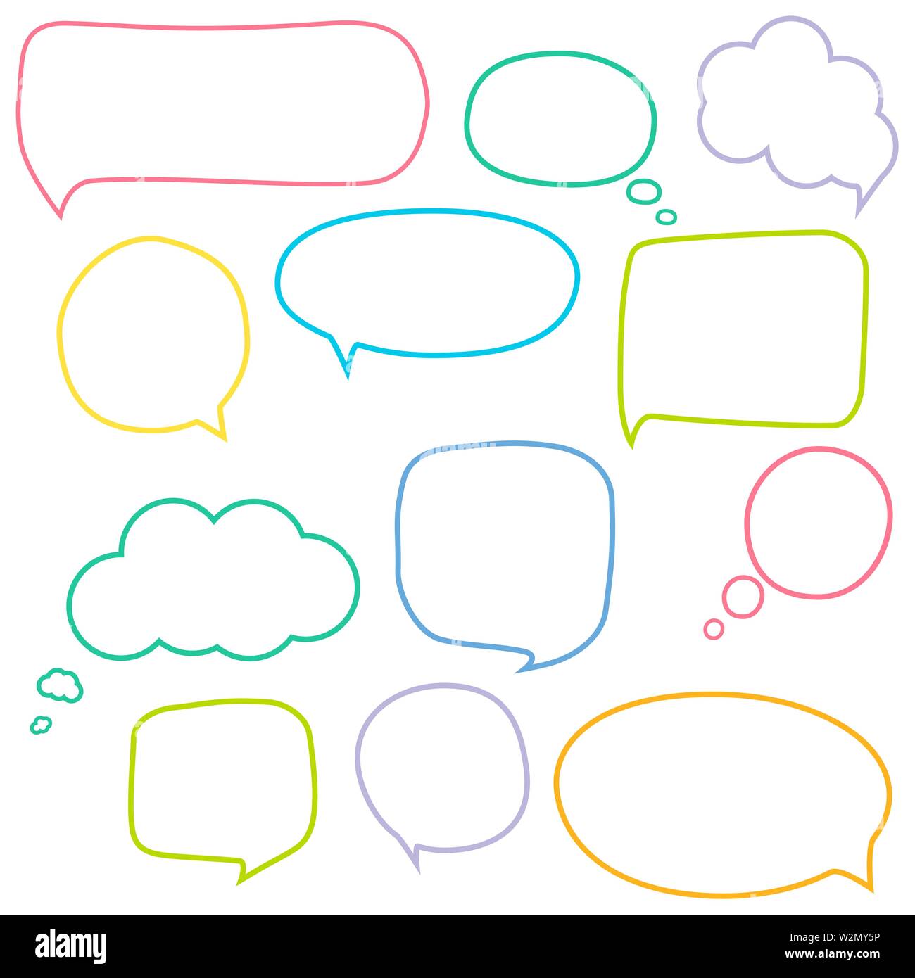 Speech bubbles set line style. Vector illustration Stock Vector Image ...