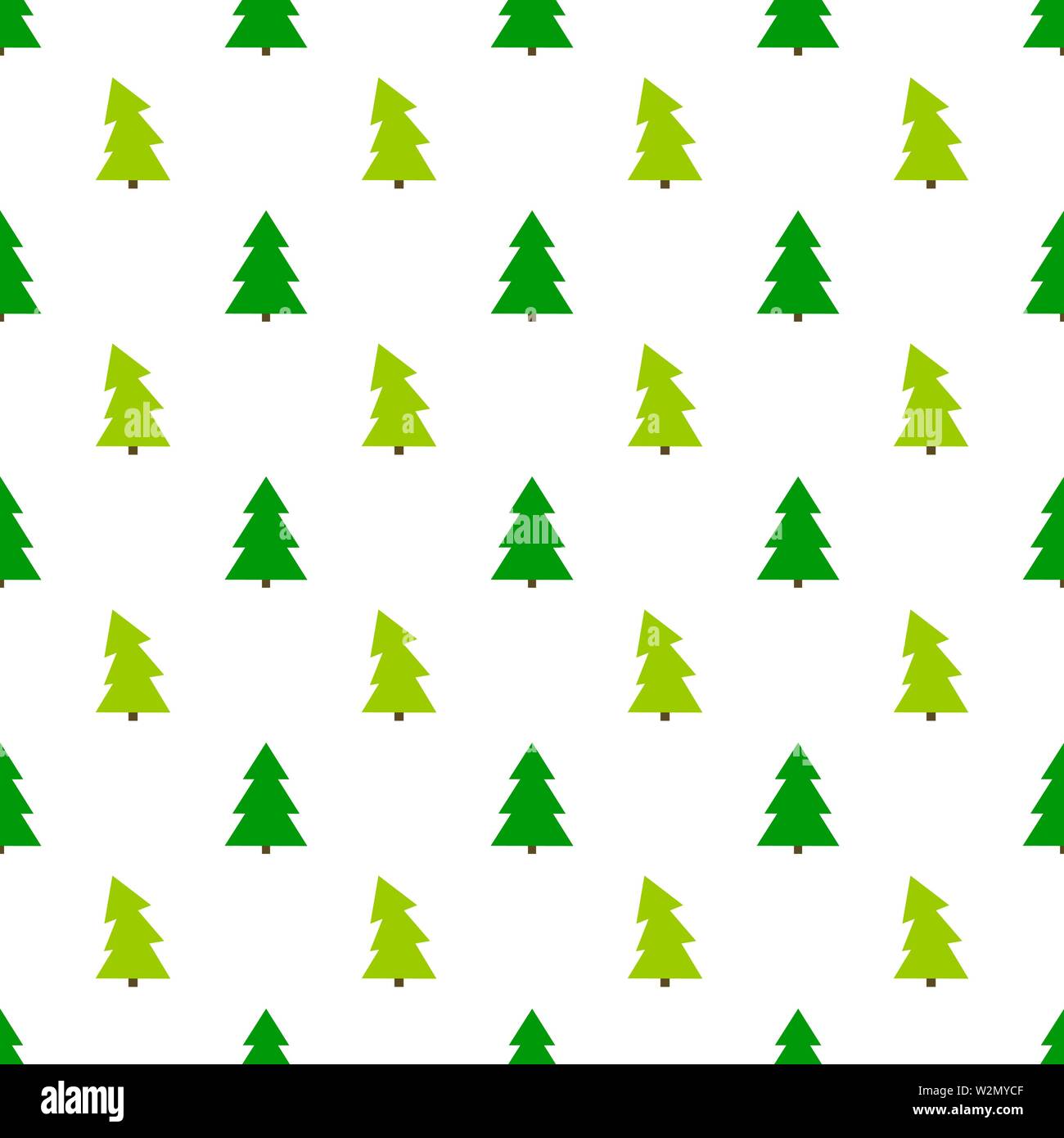 Green Christmas trees pattern on white background. Vector illustration ...