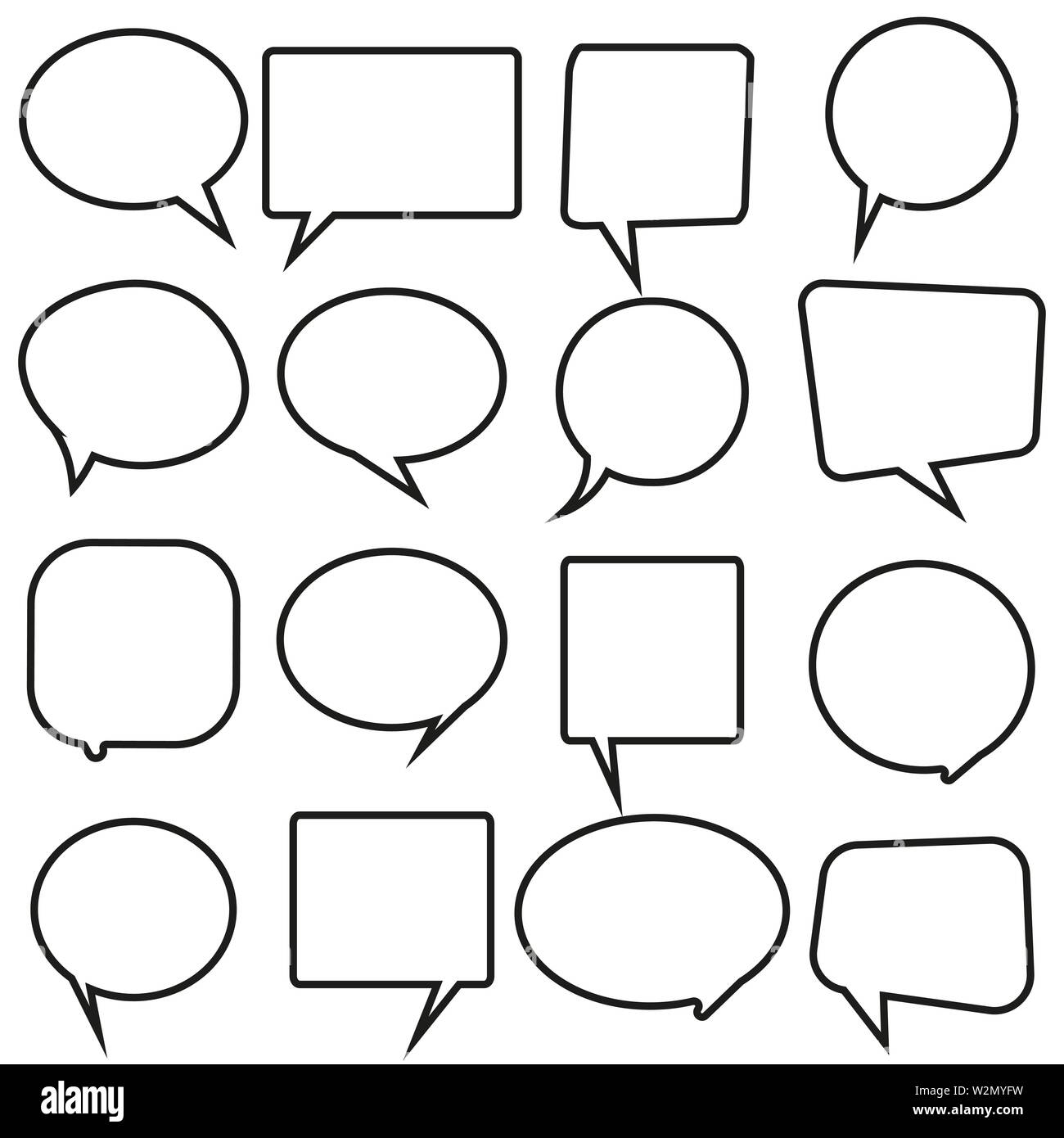 Speech bubbles set line style. Vector illustration Stock Vector Image ...