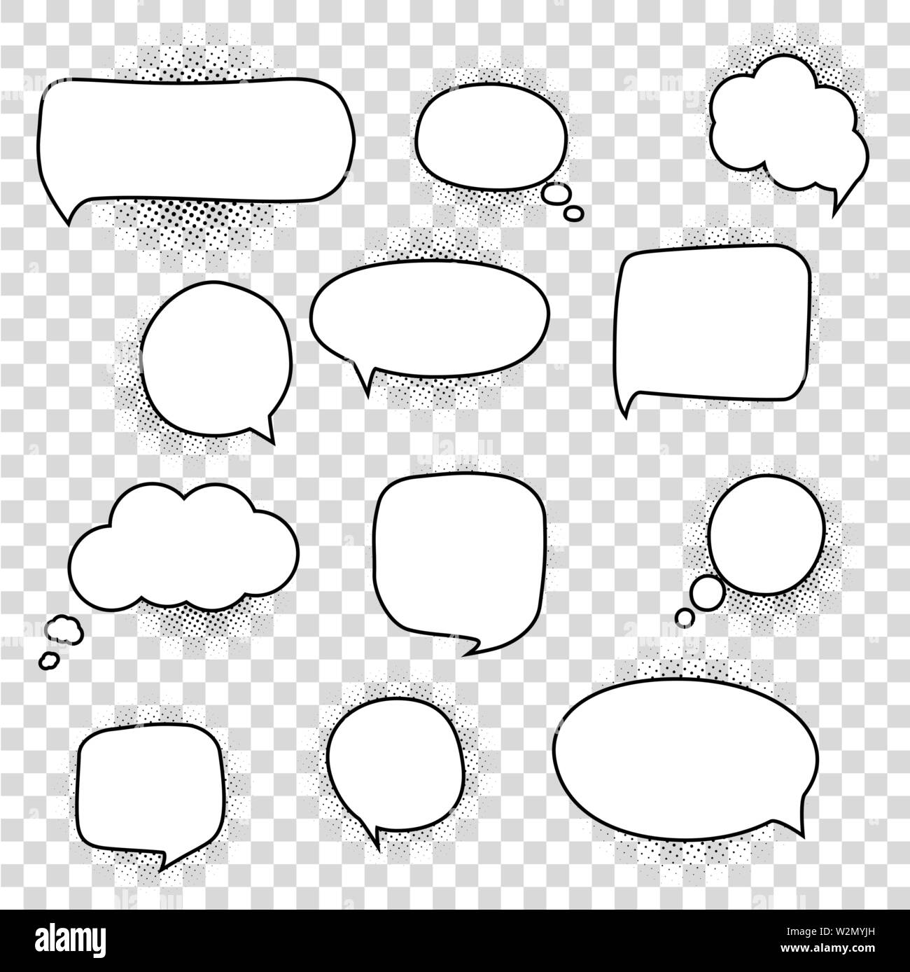 Speech bubbles set line style. Vector illustration Stock Vector Image ...