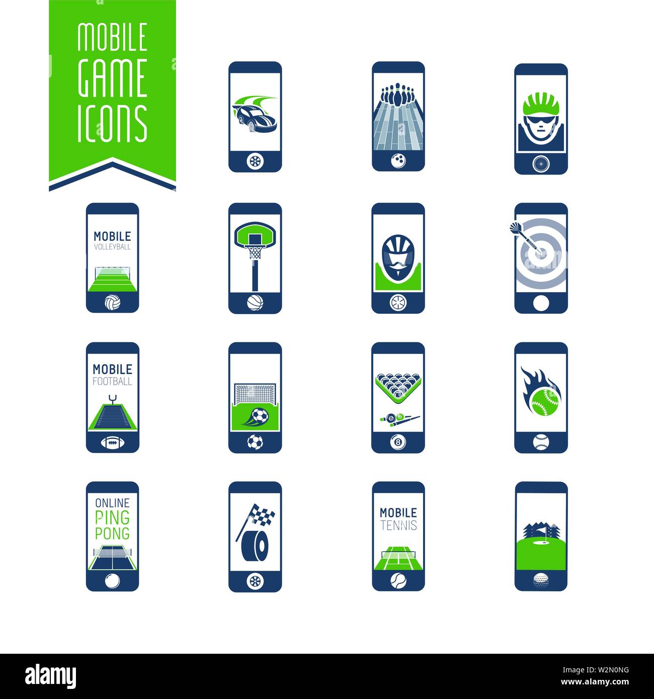 Mobile - online sport games icon set Stock Vector