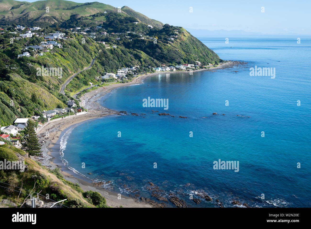 Pukerua Bay beach from the Escarpment Walkway, Pukerua Bay Wellington