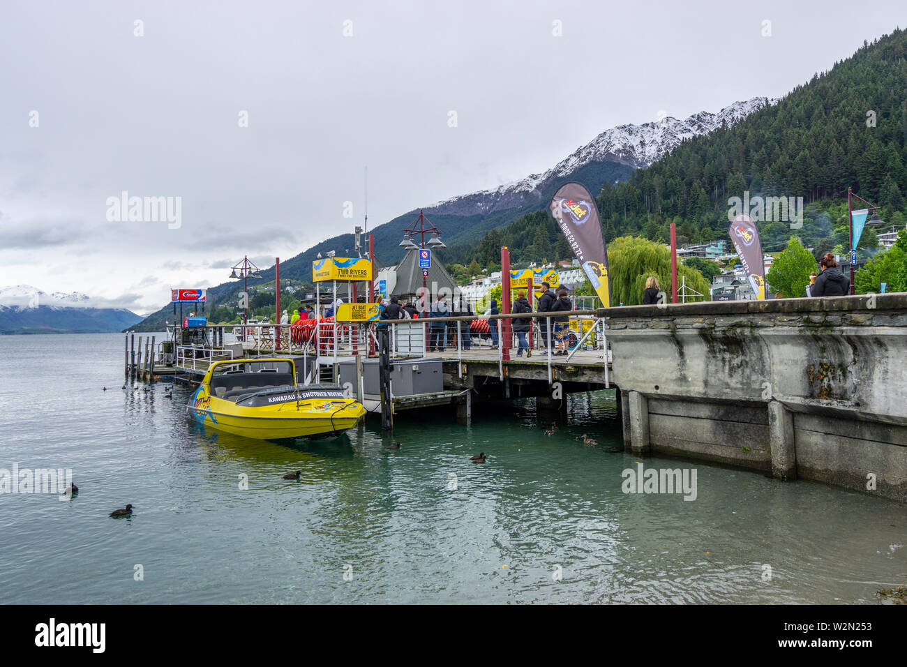 Tourist operations at Queenstown Wharf, Queenstown, South Island New Zealand Stock Photo