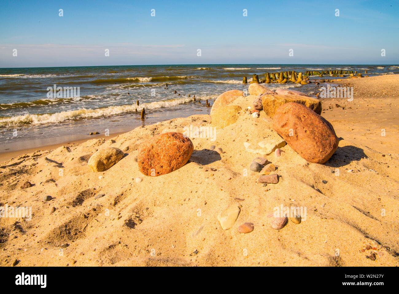lonesome, unaffected beach of the Baltic Sea in Poland. Stock Photo