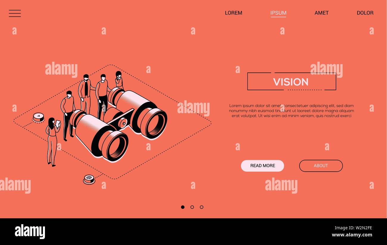 Business vision - line design style isometric web banner Stock Vector
