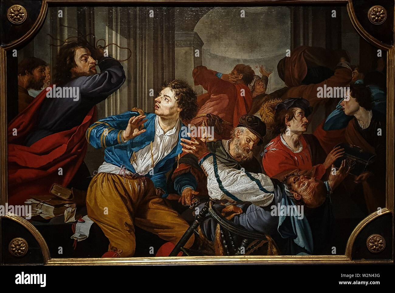 'Christ Driving the Money Changers from the Temple', 1628/1637, by Theodoor Rombouts (1597-1637) Stock Photo