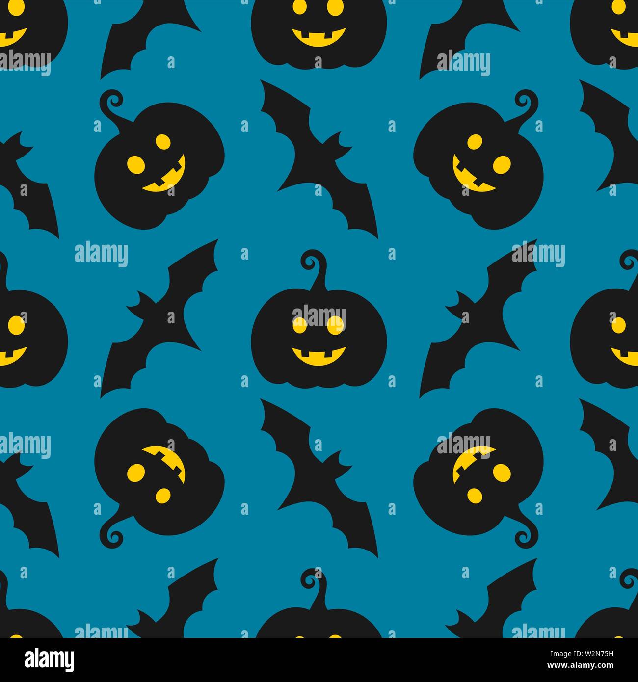 Halloween pumpkins and bats seamless pattern. Vector illustration Stock ...