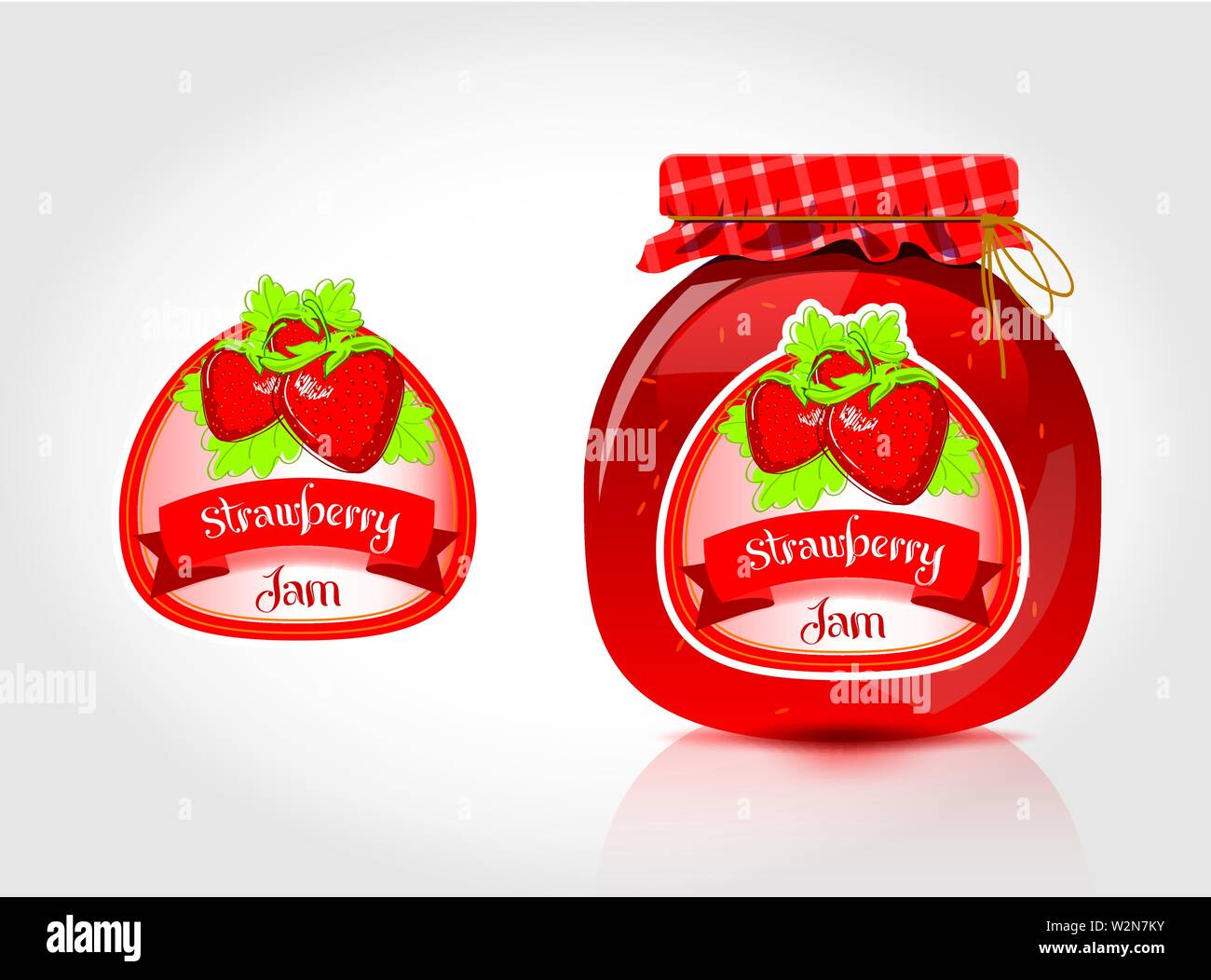 Strawberry jam label with jar Stock Vector Image & Art Alamy