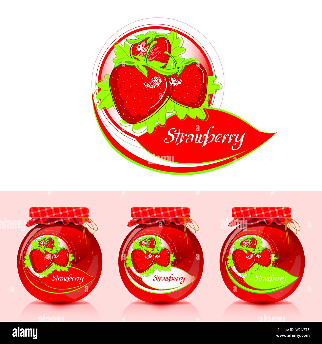 Strawberry jam label with jar Stock Vector Image & Art Alamy