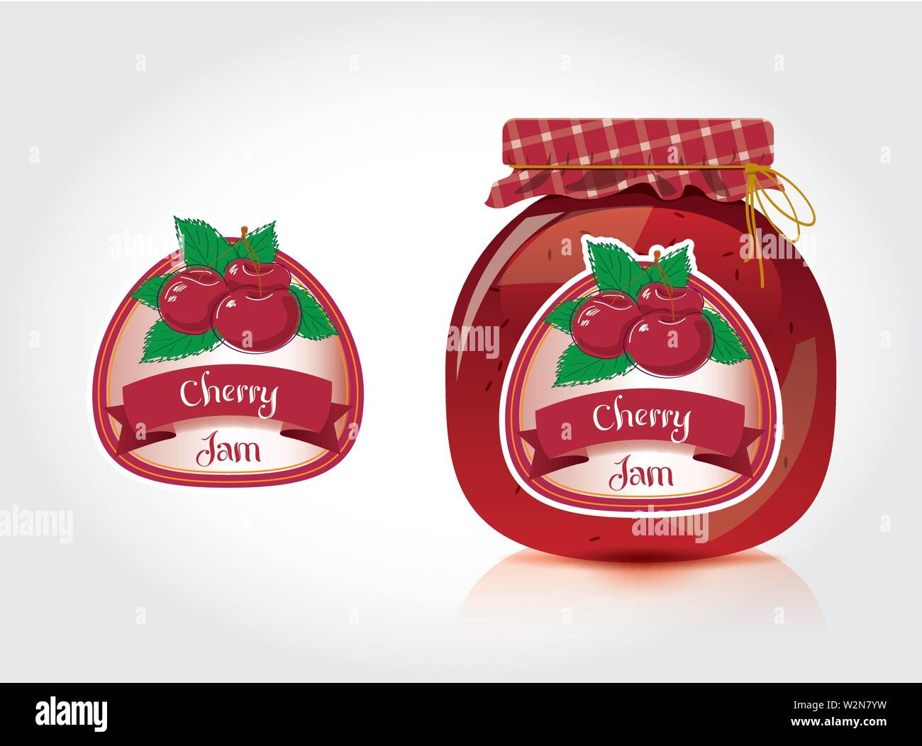 Cherry jam label with jar Stock Vector Image & Art Alamy