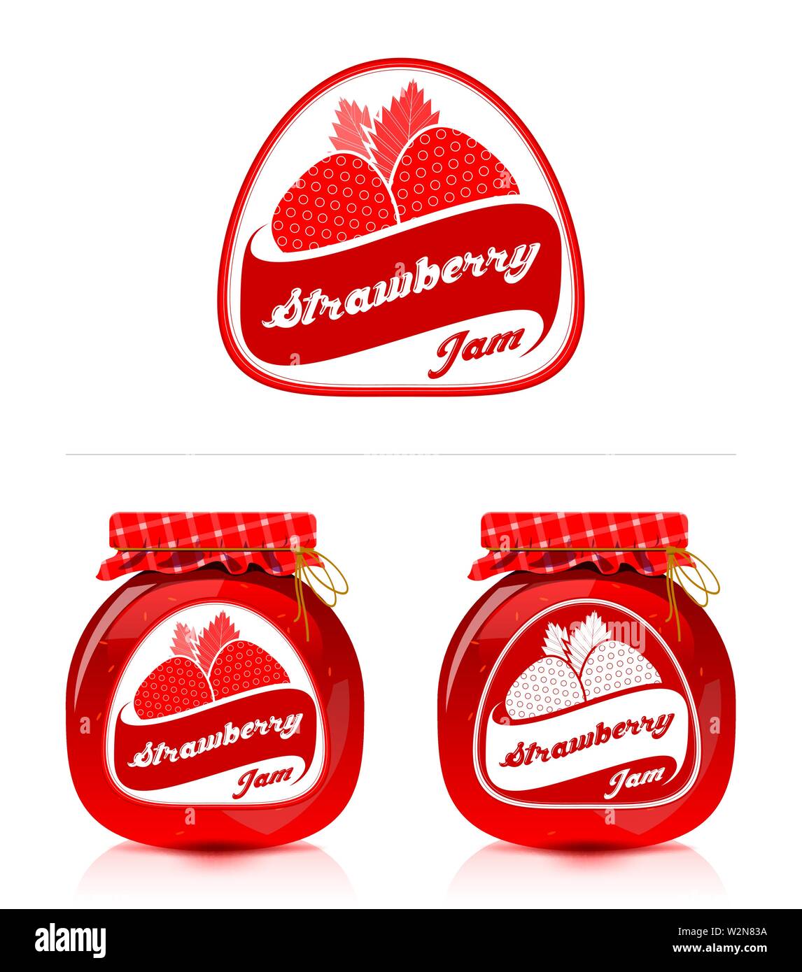 Strawberry jam label with jar Stock Vector Image & Art Alamy