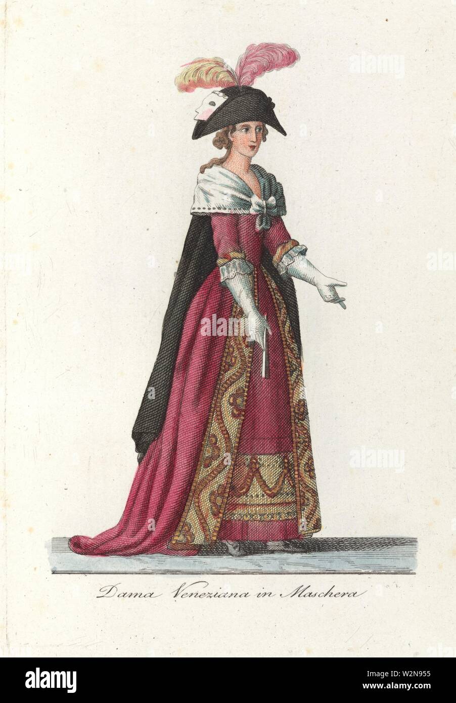 Dama Veneziana in Maschera. Costumi della Repubblica e monumenti principali  di Venezia: Costumes de la République e principaux monuments de Venise  Stock Photo - Alamy