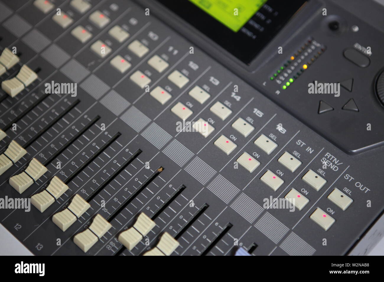 Sound mix board close up Stock Photo Alamy