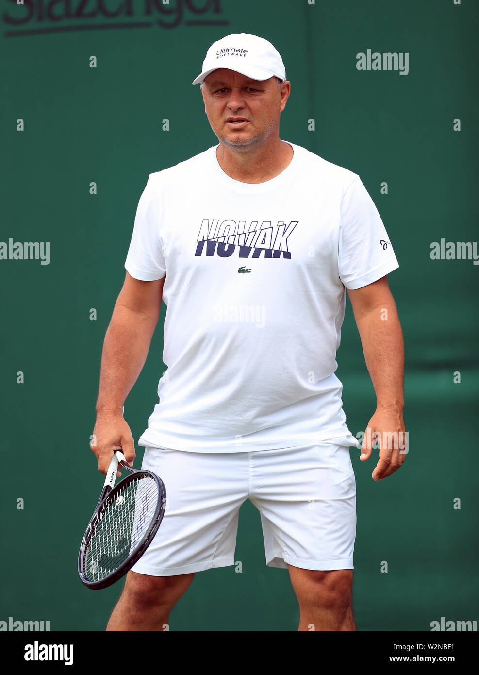 Novak Djokovic's coach Marian Vajda on day nine of the Wimbledon  Championships at the All England Lawn Tennis and Croquet Club, Wimbledon  Stock Photo - Alamy