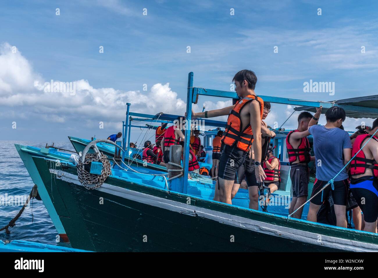 Excursion Boats For Snorkeling Trips Pulau Tioman Island Malaysia Southeast Asia Asia Stock Photo Alamy