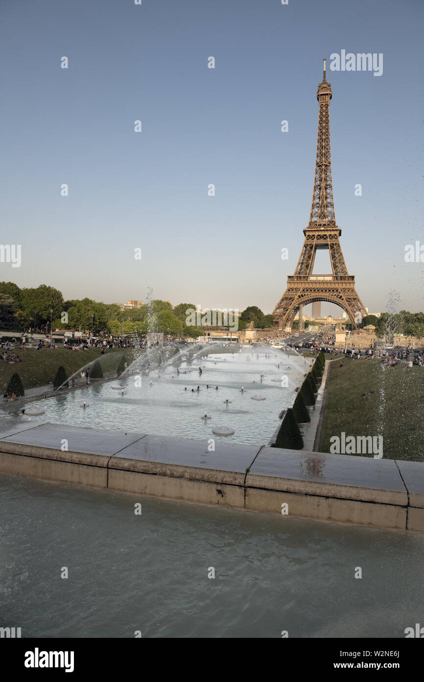 Europe, France, Paris, 2019-06, Eiffel Tower monument viewd from the ...