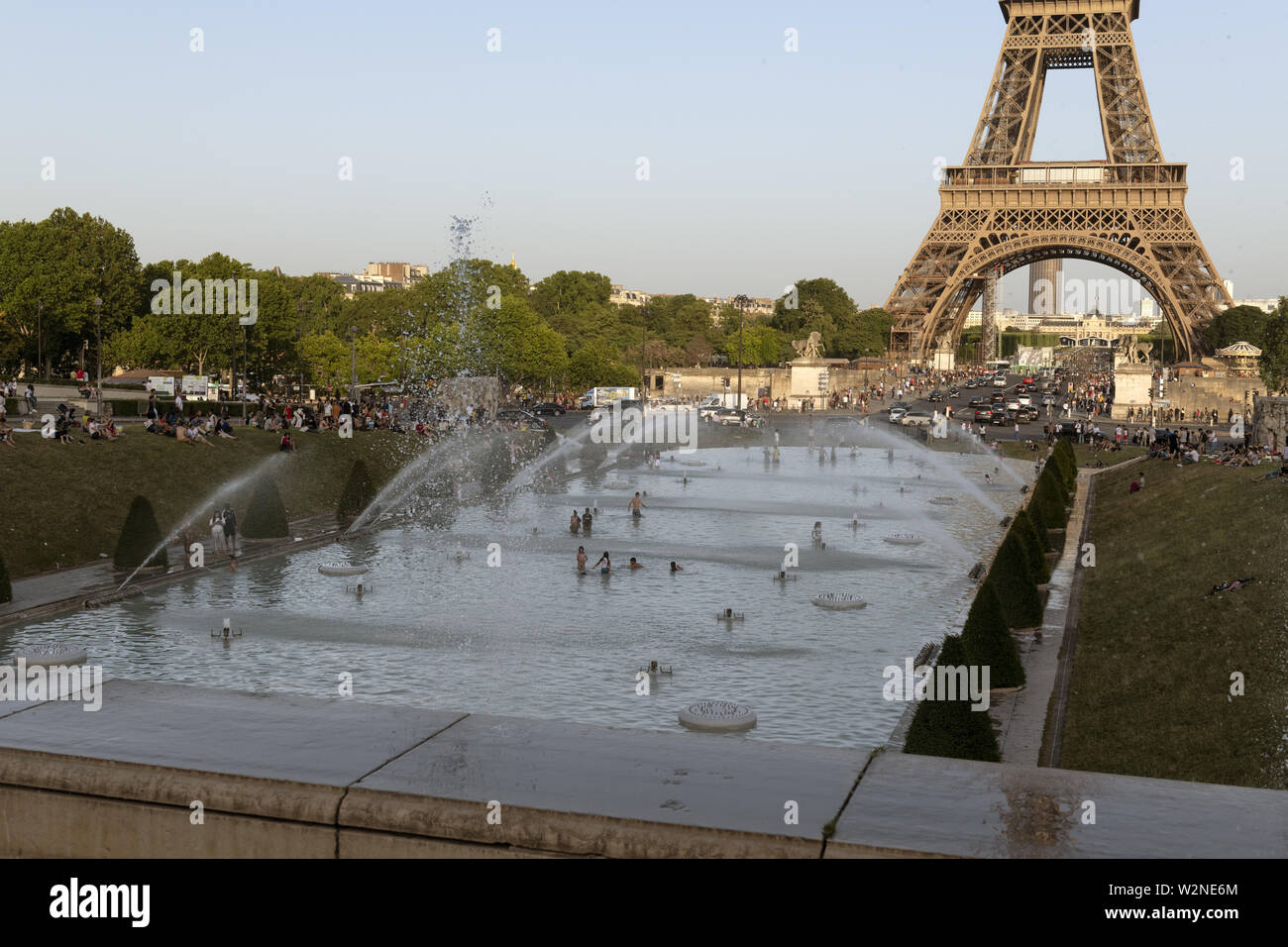 Europe, France, Paris, 2019-06, Eiffel Tower monument viewd from the ...