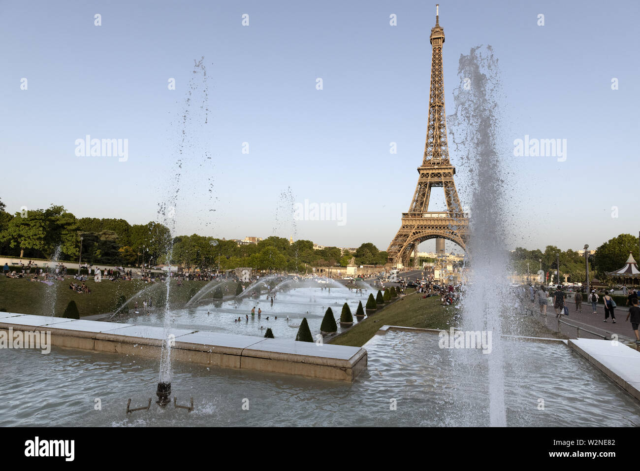 Europe, France, Paris, 2019-06, Eiffel Tower monument viewd from the ...