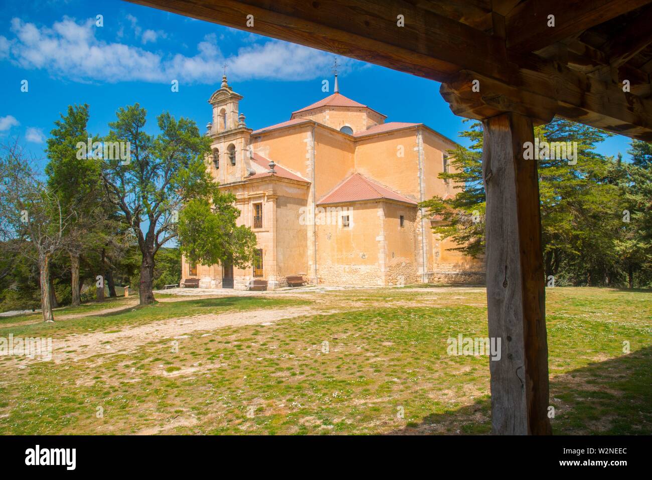 Church. Moral de Hornuez, Segovia province, Castilla Leon, Spain. Stock Photo