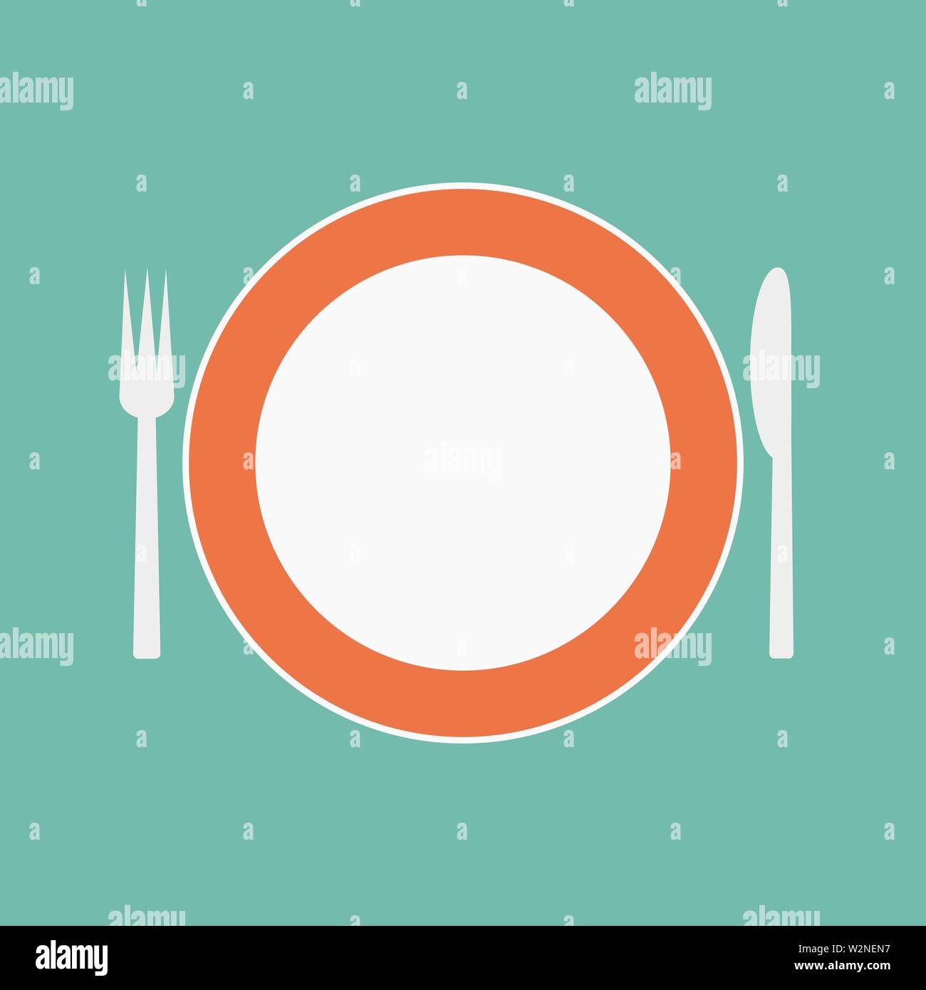 Plate with a fork and knife. Vector eps10 Stock Vector