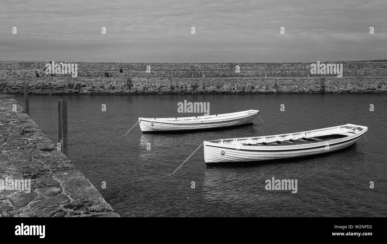 Rowing Boats in Marazion Harbour Stock Photo