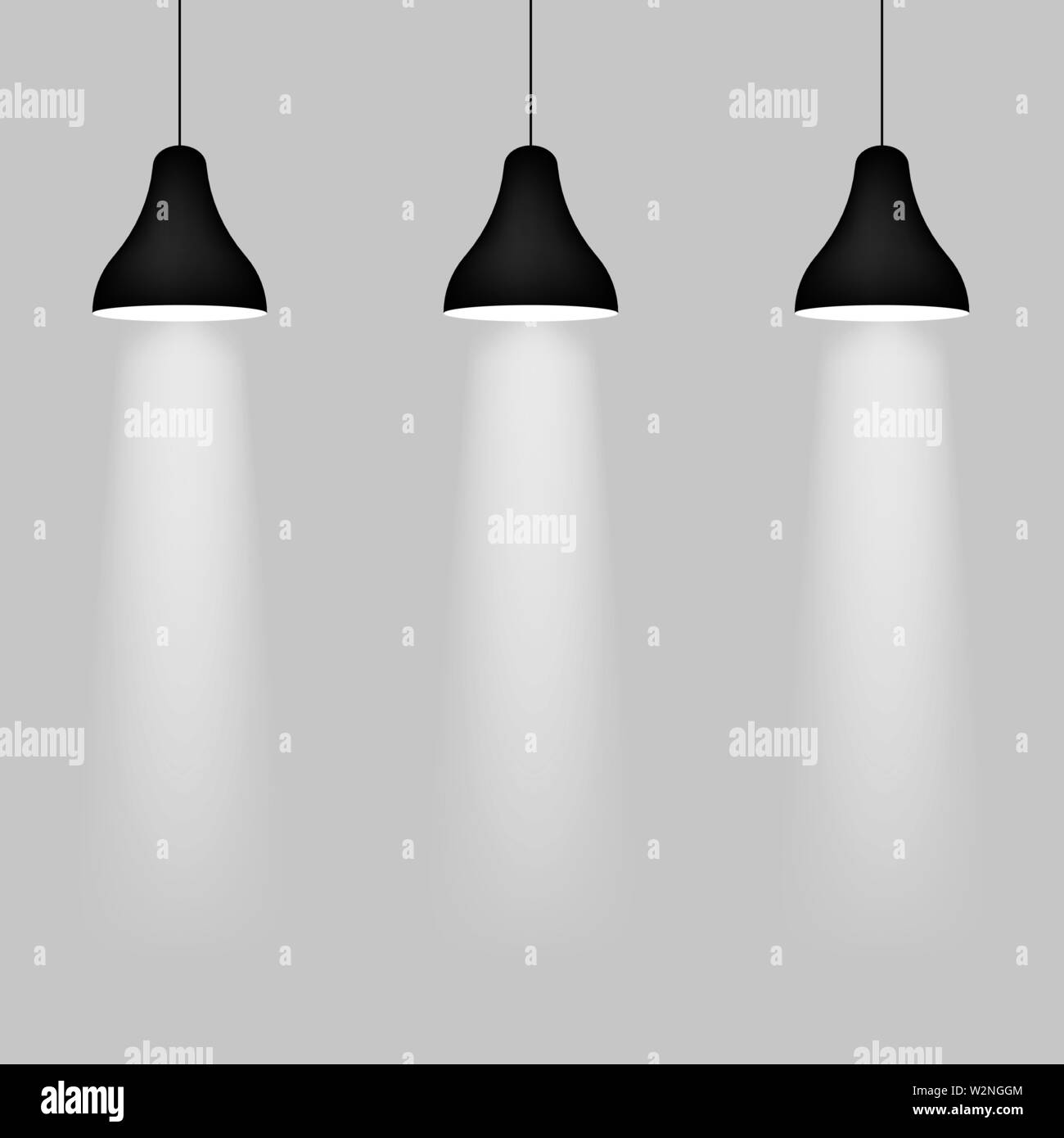 Realistic pendant lamps isolated on back. Vector Stock Vector Image