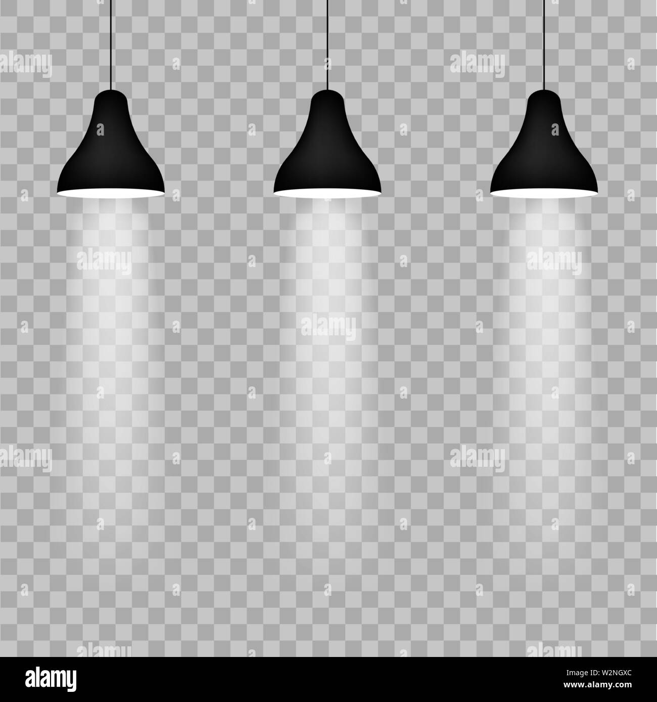 Realistic pendant lamps isolated on back. Vector Stock Vector Image