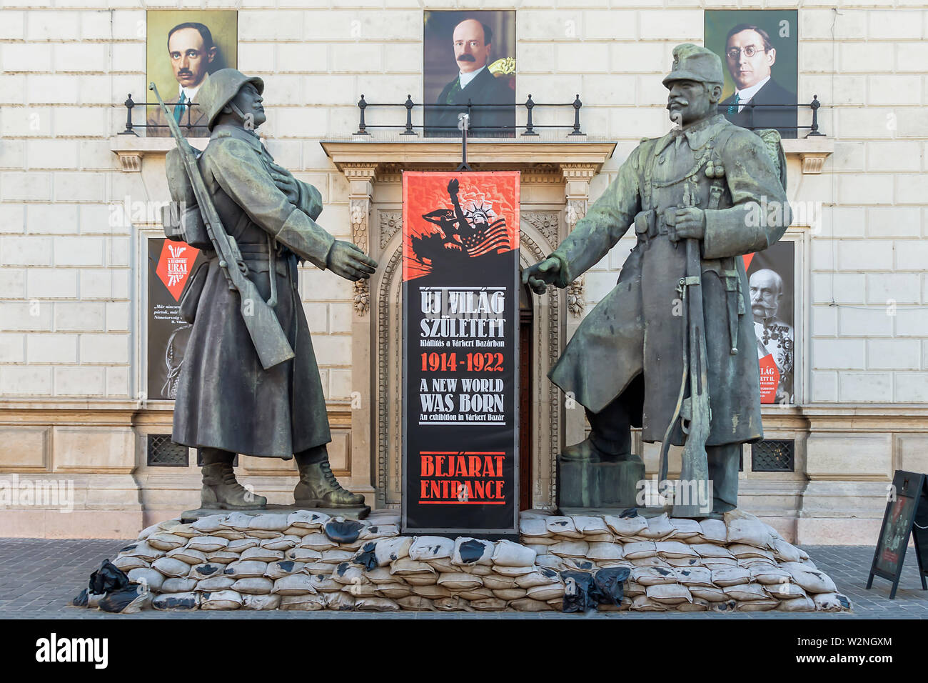 Budapest, Hungary - May 25, 2019 : The Museum of Military History and some of the statues around the building. Located in a former municipal army barr Stock Photo