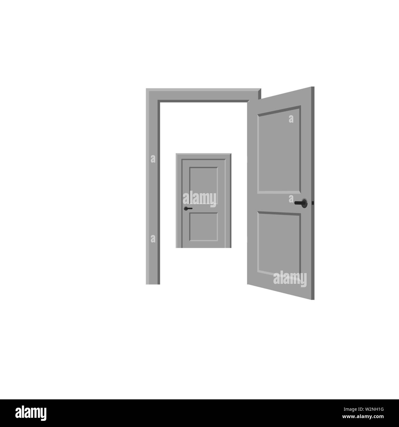 Open and closed door Stock Vector
