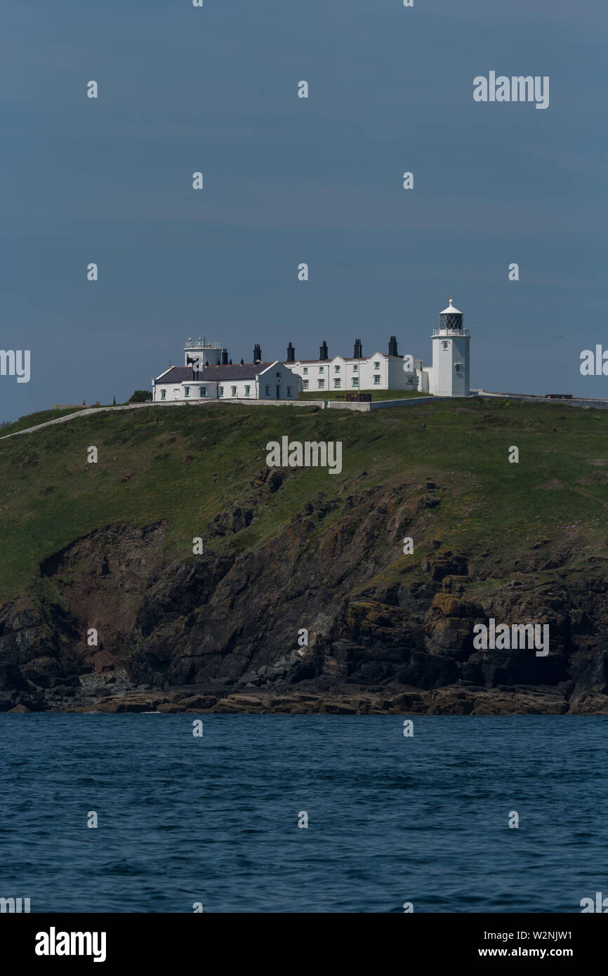 Lizard Point Lighthouse (view from the sea) Stock Photo