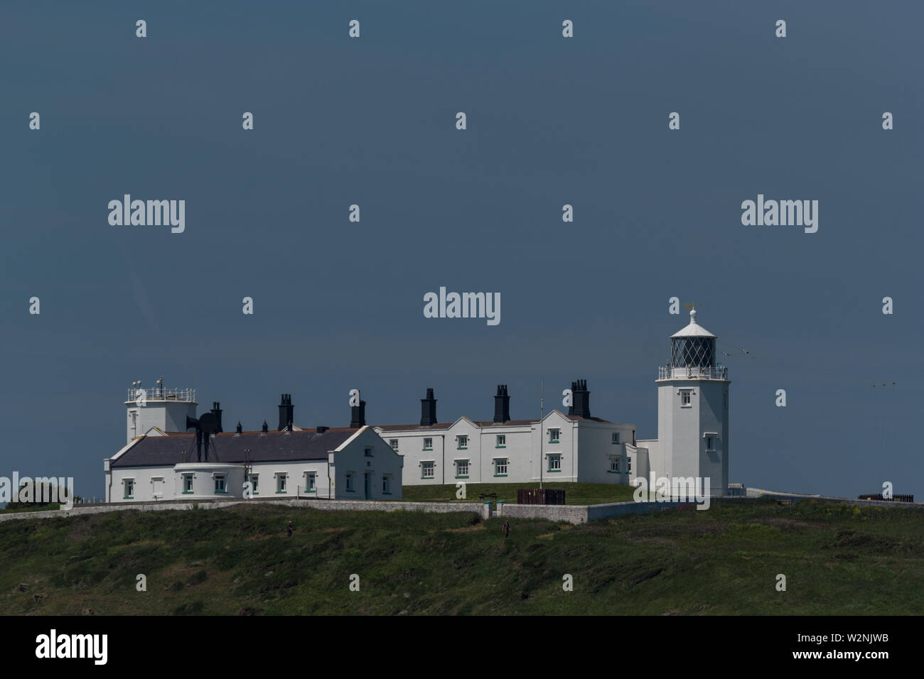 Lizard Point Lighthouse (view from the sea) Stock Photo
