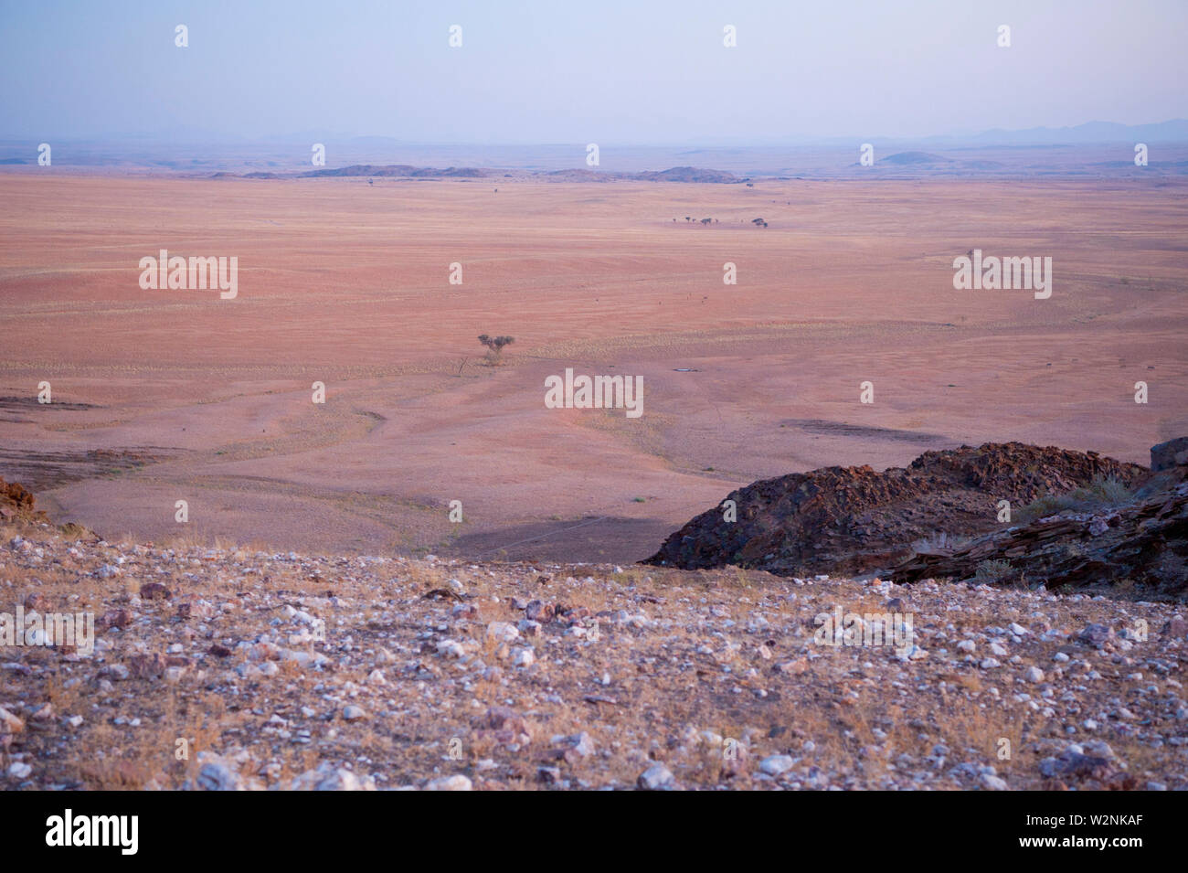 Desert expanse Namib desert plains Brandberg Mountain, Damaraland, Namibia Stock Photo