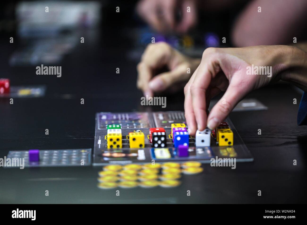 Roleplaying, dice throw Stock Photo Alamy