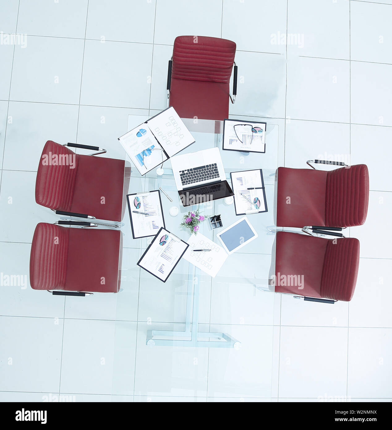 top view. desktop with financial documents.business concept Stock Photo