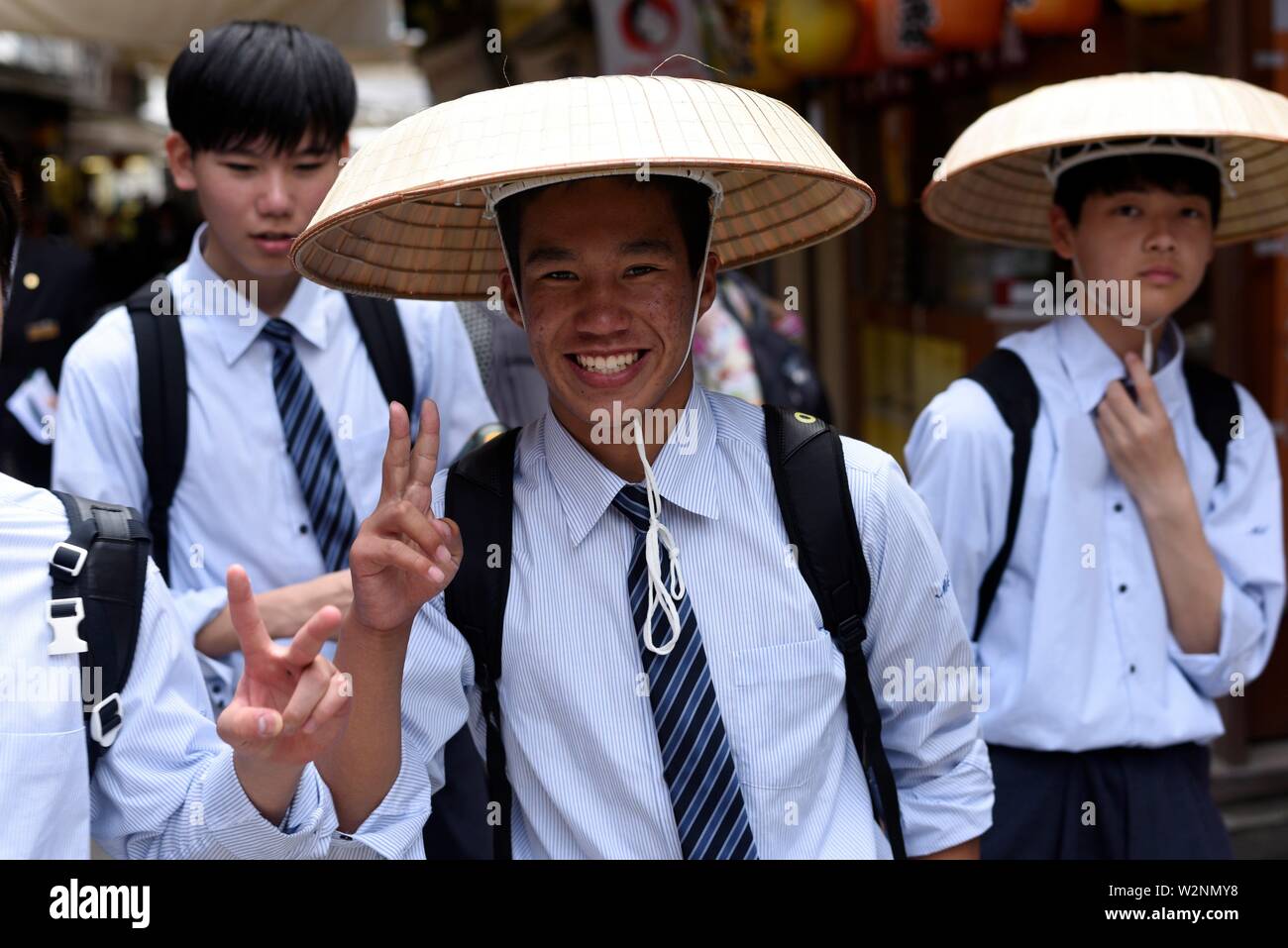 Japanese teenagers in uniform,Japan,Asia. Stock Photo