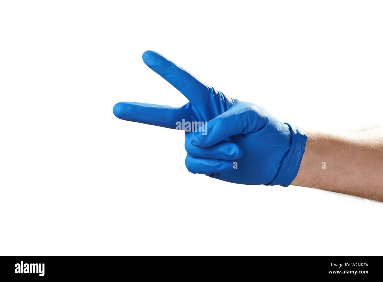Male hand in glove on a white background, a good idea, illustration of