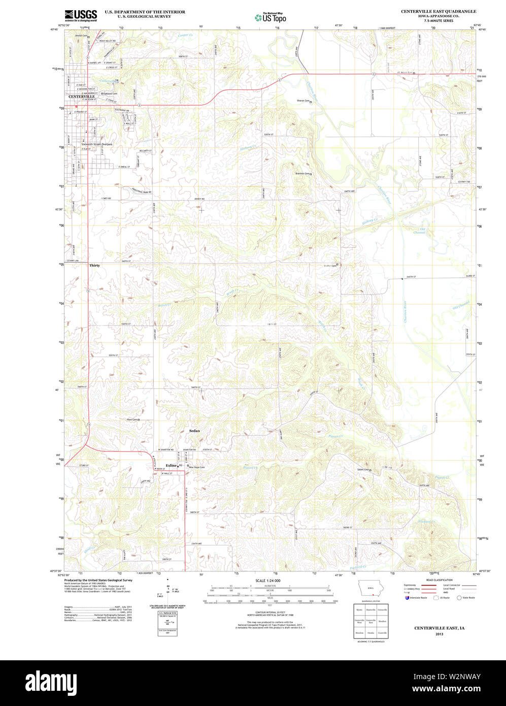 USGS TOPO Maps Iowa IA Centerville East 20130411 TM Restoration Stock Photo Alamy